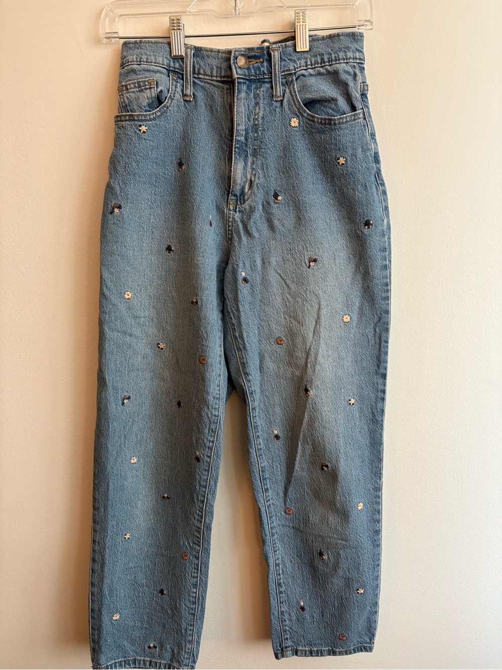 High-Rise Flower Jeans